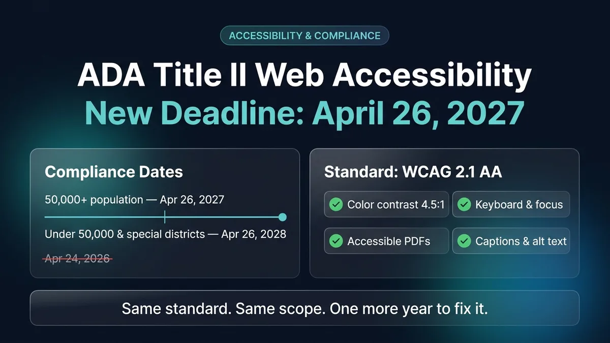 ADA Title II Web Accessibility: The Deadline Moved to April 2027