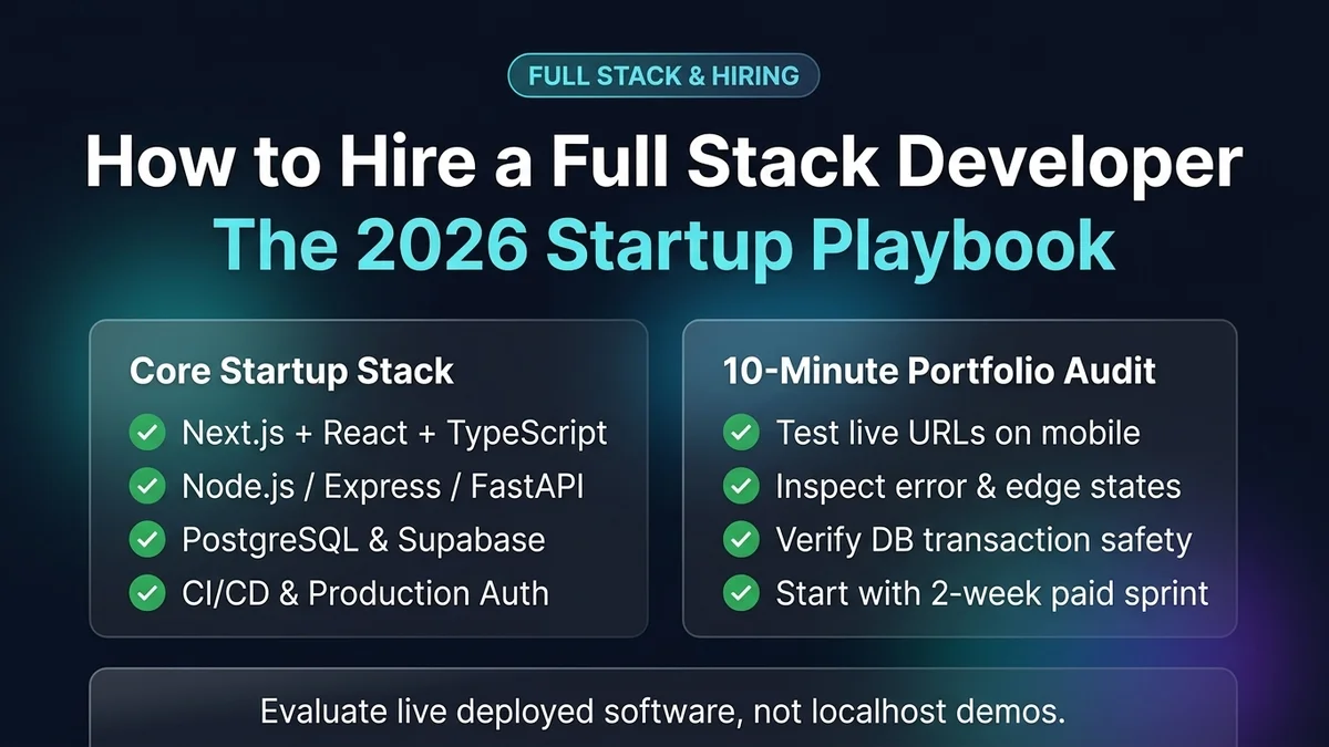 How to Hire a Full Stack Developer for Your Startup in 2026