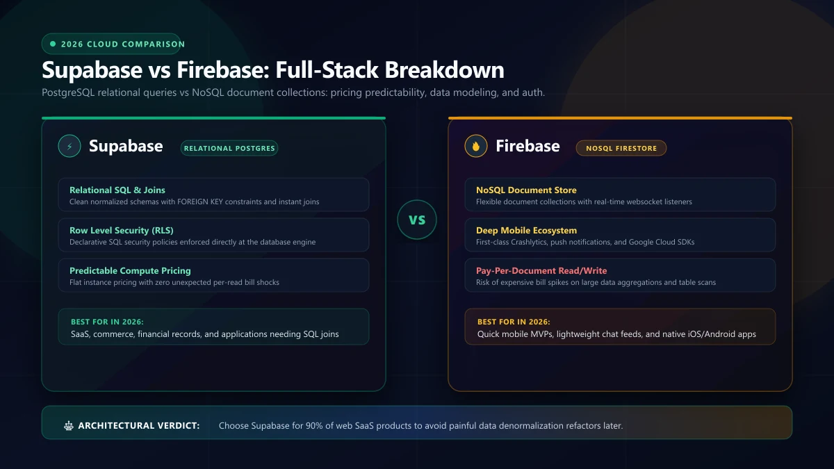 Cover image for Supabase vs Firebase in 2026: Which Backend Should Your Product Use?