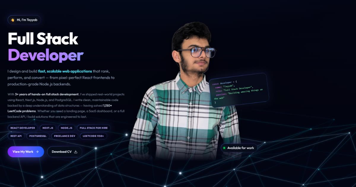 Tayyab | Full Stack Developer for Hire — React & Next.js